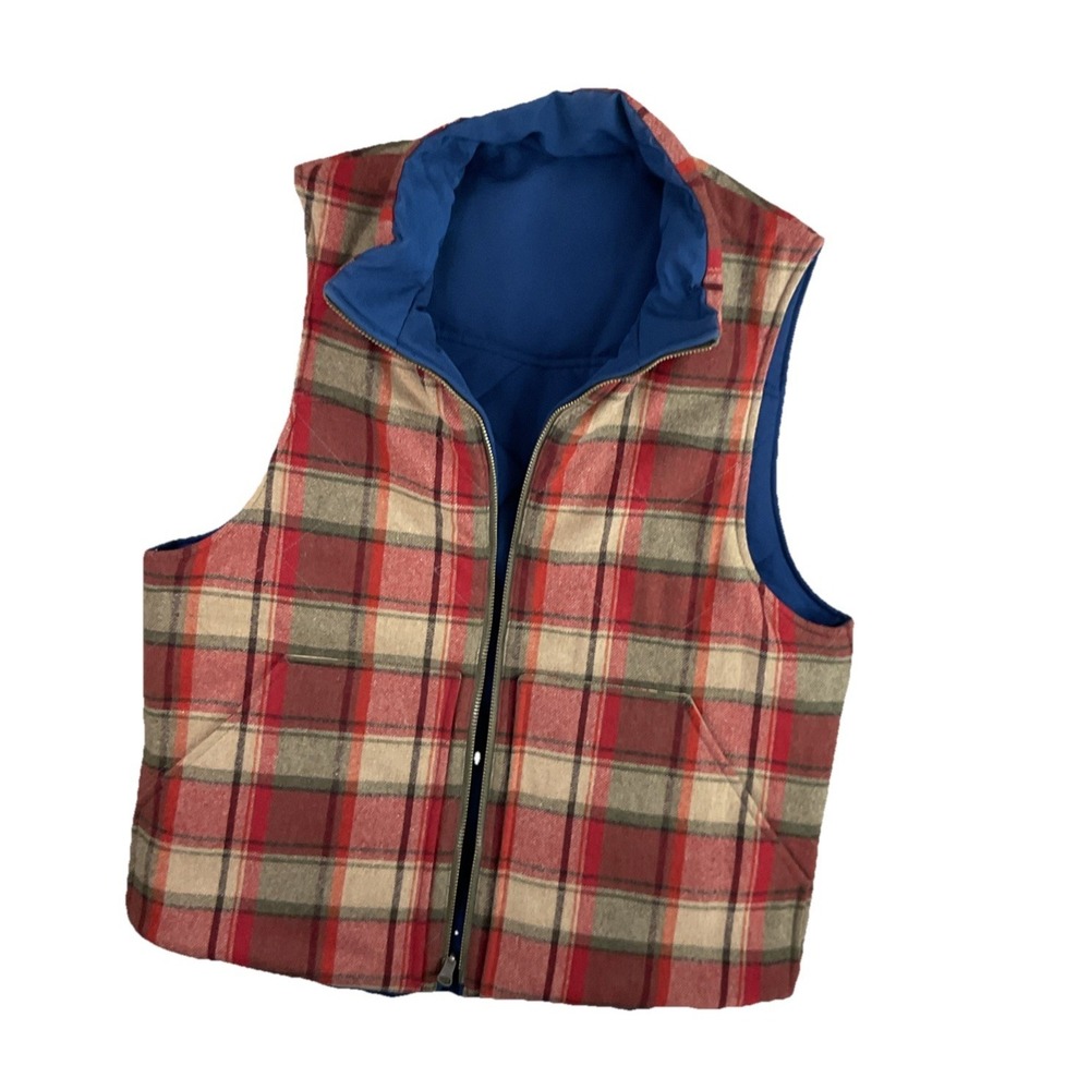 Jack Spade Vest Men Sz M Jacket Reversible Woolrich Fabric Plaid Heavy Warm